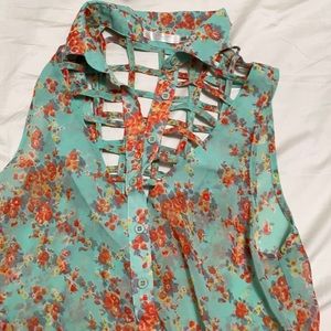 Sheer floral shirt